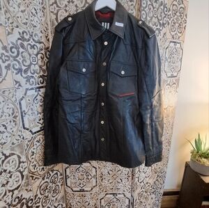 Soft black leather Master jacket men's size large